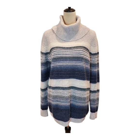 L.L. BEAN SZ XL Women's Cotton/Merino Wool Blend Long Striped Pullover Sweater - Picture 2 of 10